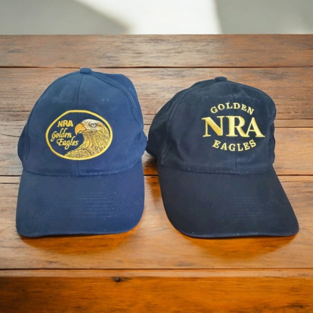 NRA Golden Eagles‎ Embroidered  Adjustable Back Ball Cap Hats Lot Of 2